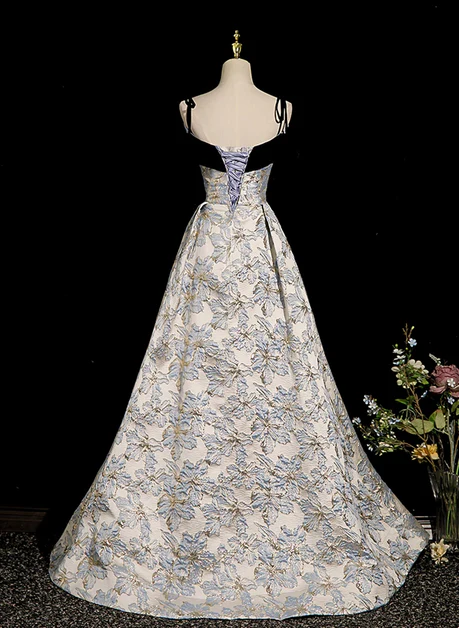 Elegant Beautiful A Line spaghetti Straps Satin Applique Sweetheart Long Prom Dress,Evening Dress GG225