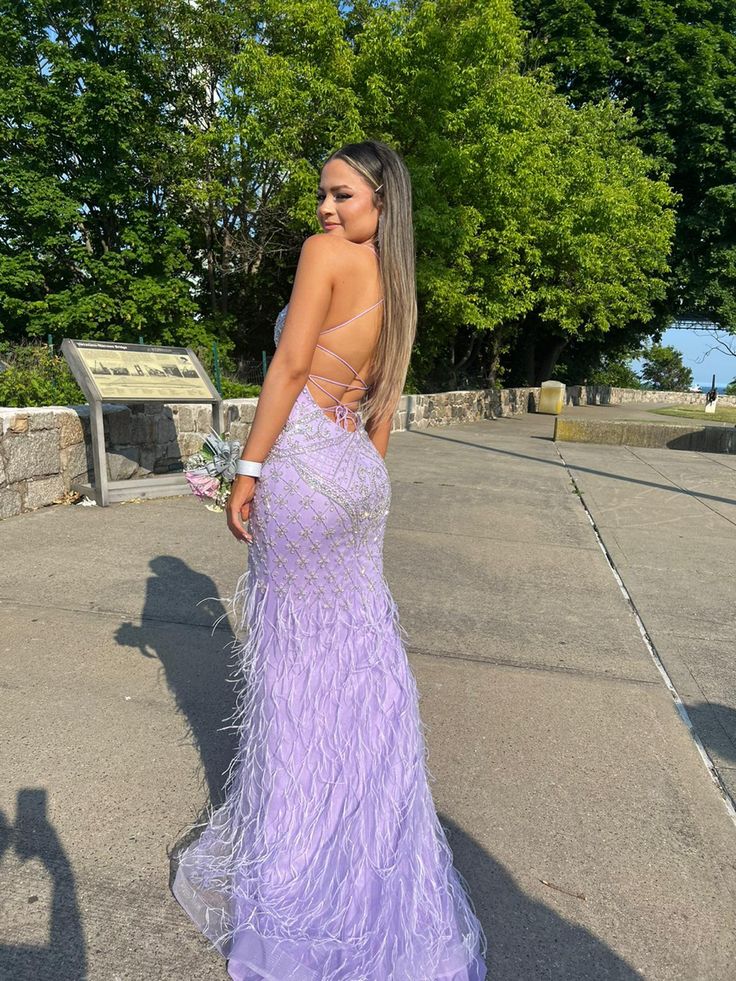 Gorgeous Mermaid Halter Lilac Tulle Sequin Long Prom Dress,Party Dress,Evening Dress GG2282