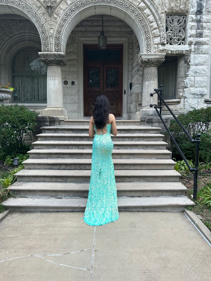 Senior Mermaid Spaghetti Straps Satin Sequin Slit Long Prom Dress,Party Dress,Evening Dress GG2283