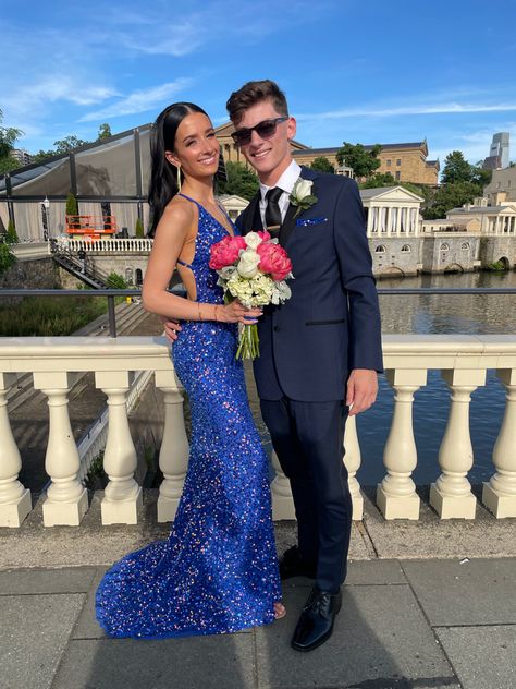 Senior Mermaid Halter Straps Royal Blue Satin Sequin Beaded Long Prom Dress,Party Dress,Evening Dress GG2304