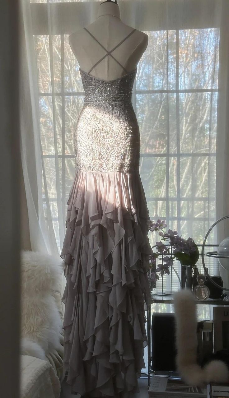 Gorgeous Mermaid Spaghetti Straps Satin Chiffon Beaded Long Prom Dress,Party Dress,Evening Dress GG2361