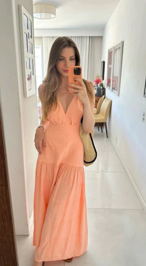 Classy A Line Spaghetti Straps Pastel Orange Satin Long Prom Dress,Party Dress,Evening Dress GG2370