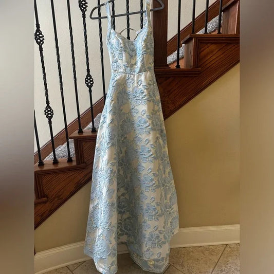 Pretty A Line Spaghetti Straps Satin Printing Long Prom Dress,Party Dress,Evening Dress GG2374