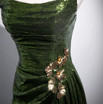 Stunning Mermaid Strapless Green Sequin Slit Long Prom Dress,Party Dress,Evening Dress GG2378
