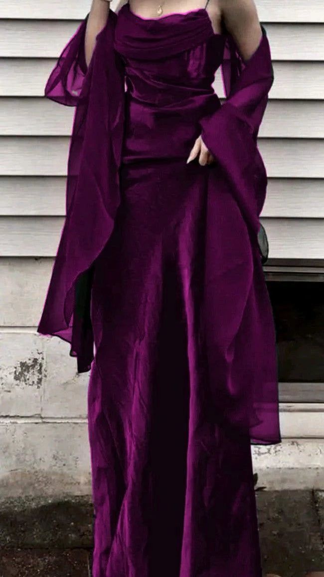 Classy Spaghetti Straps Chiffon With Cape Long Prom Dress,Party Dress,Evening Dress GG2379