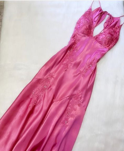 Classy Mermaid V Neck Satin Applique Long Prom Dress,Party Dress,Evening Dress GG2408