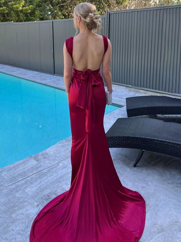 Classy Mermaid Straps Satin Long Prom Dress,Party Dress,Evening Dress GG2410