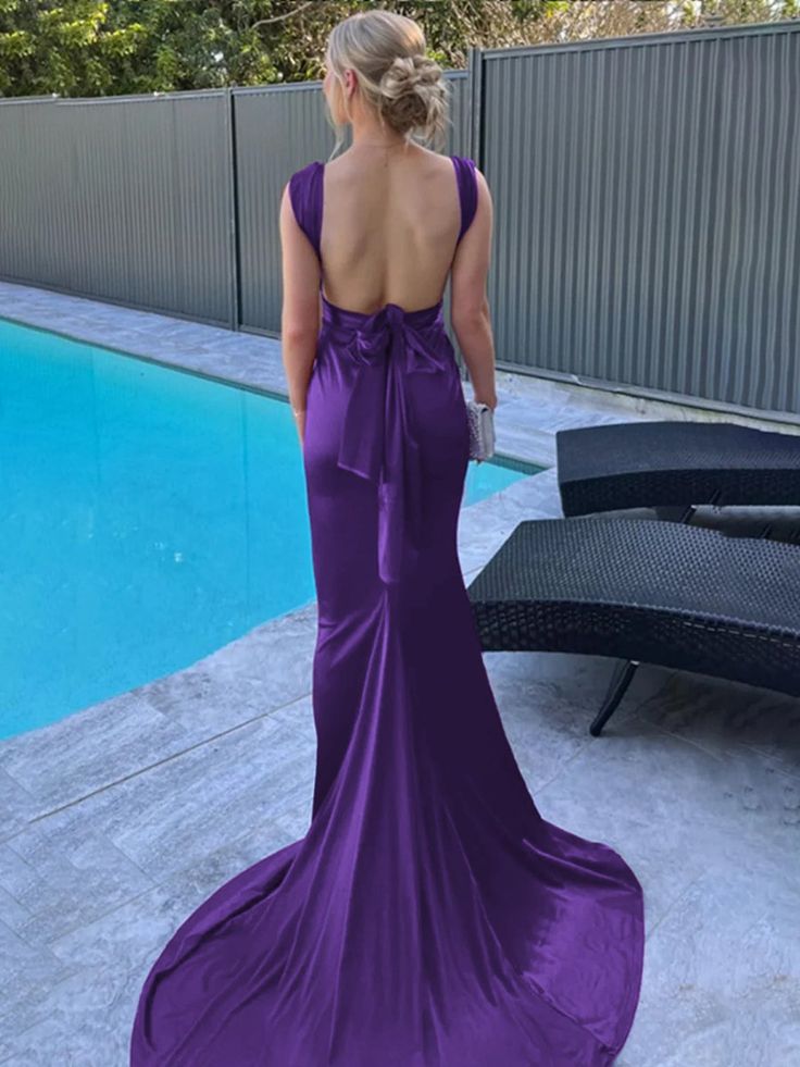 Classy Mermaid Straps Satin Long Prom Dress,Party Dress,Evening Dress GG2410