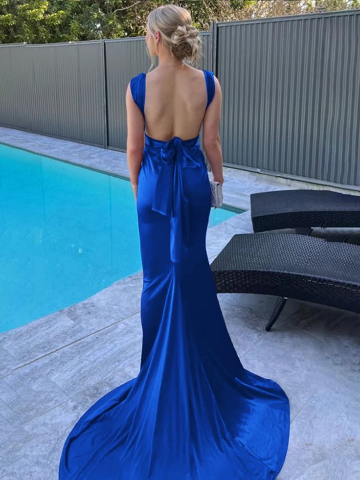 Classy Mermaid Straps Satin Long Prom Dress,Party Dress,Evening Dress GG2410