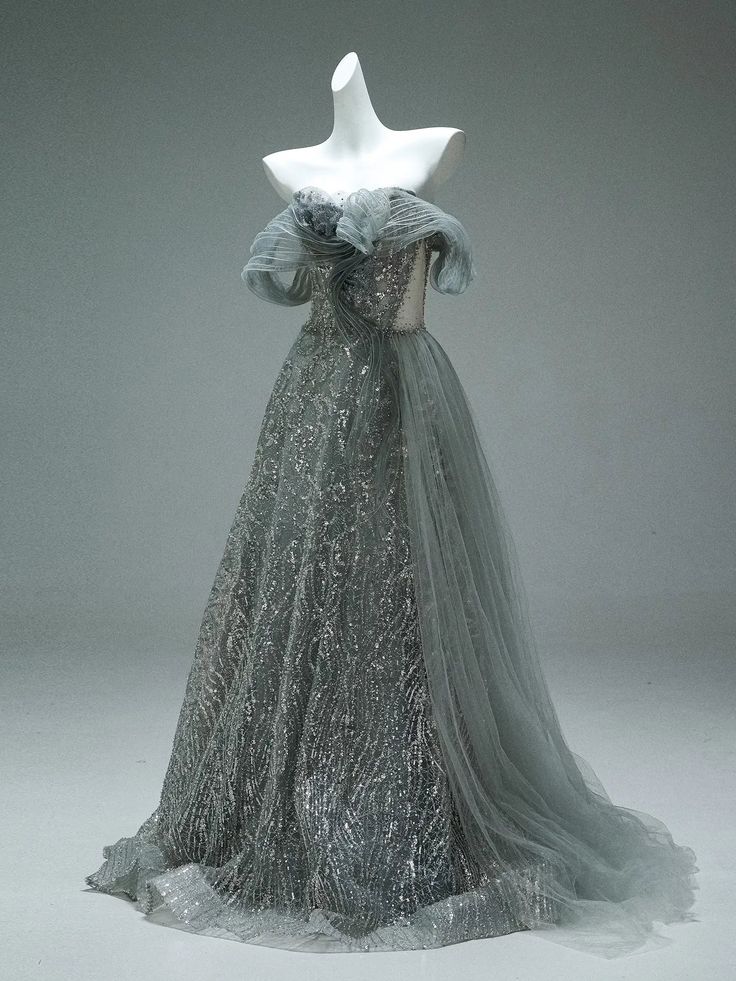 Classy A line Off The Shoulder Tulle Sequin Long Prom Dress, Party Dress, Evening Dress GG2418