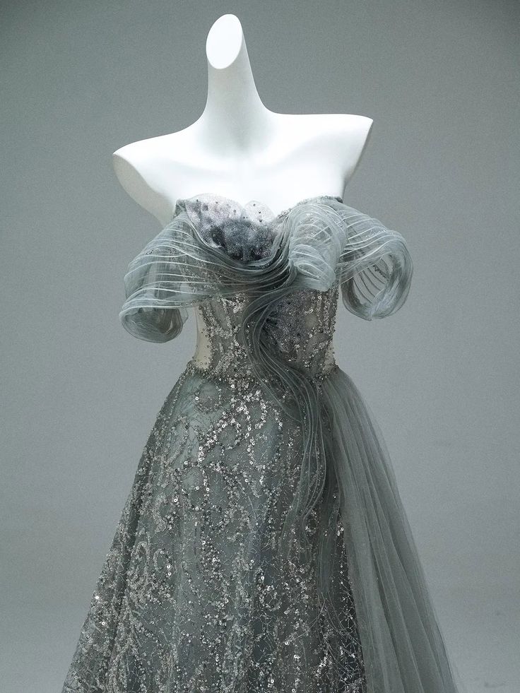 Classy A line Off The Shoulder Tulle Sequin Long Prom Dress, Party Dress, Evening Dress GG2418