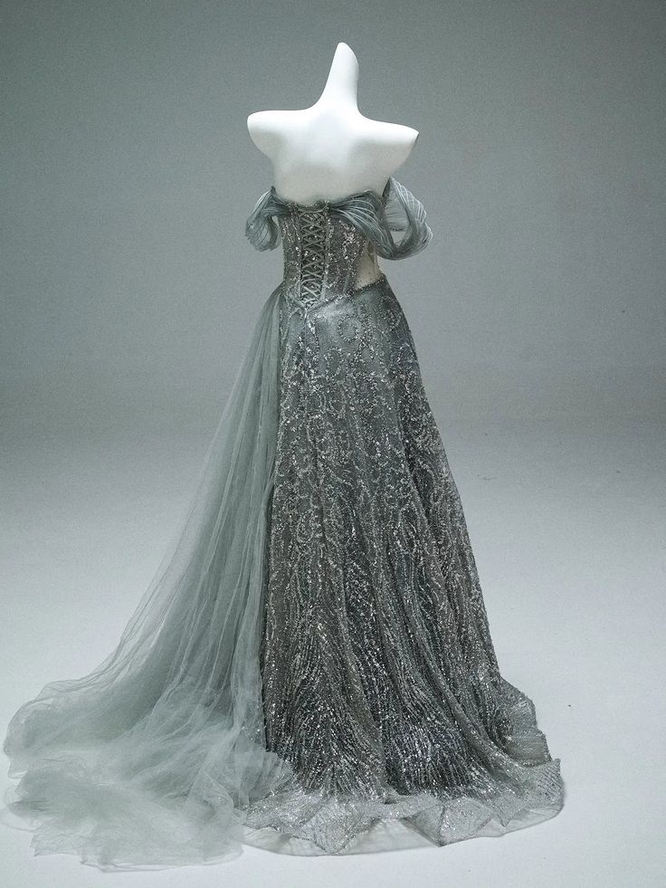 Classy A line Off The Shoulder Tulle Sequin Long Prom Dress, Party Dress, Evening Dress GG2418