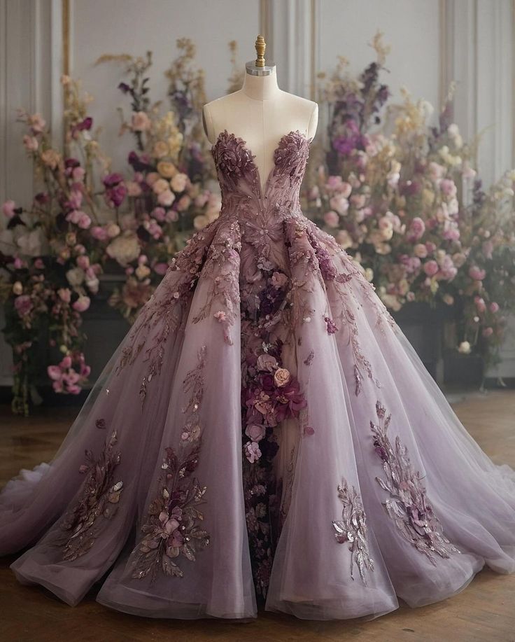 Gorgeous Ball Gown V Neck Tulle Applique Long Prom Dress, Party Dress, Evening Dress GG2425