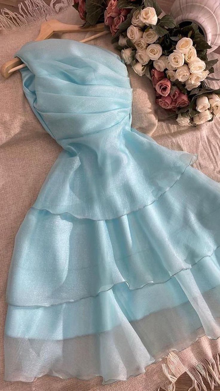 Cute A Line One Shoulder Pale Blue Chiffon Pleated Short Prom Dress,Homecoming Dress,Birthday Dress GG2436