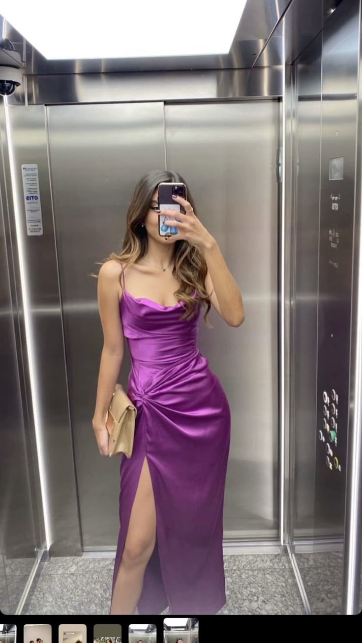 Classy Mermaid Spaghetti Straps Satin Slit Long Prom Dress, Party Dress, Evening Dress GG2475