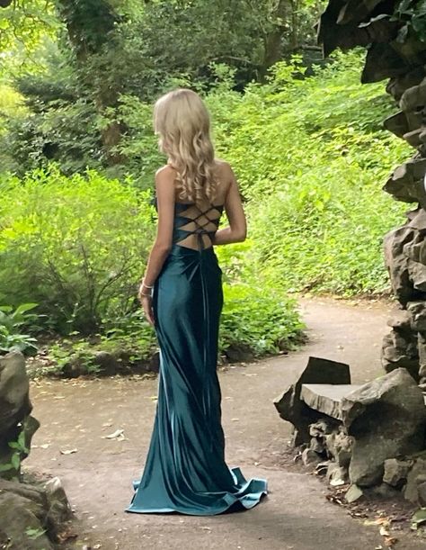 Simple Mermaid Spaghetti Straps Satin Slit Long Prom Dress, Party Dress, Evening Dress GG2483