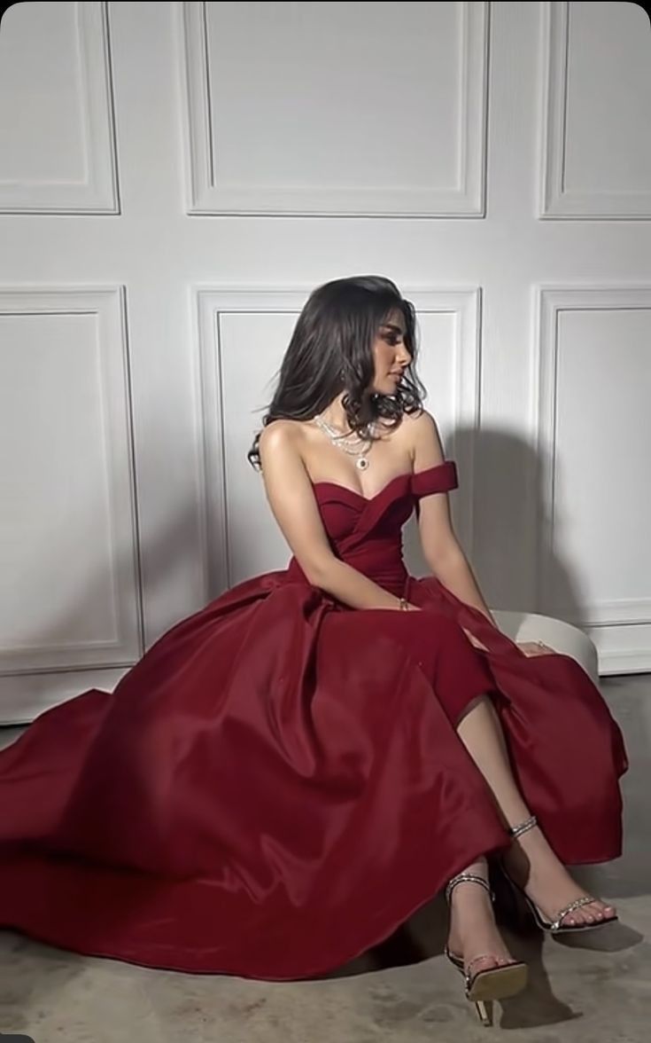 Cute A Line Off The Shoulder Burgundy Satin Long Prom Dress, Party Dress, Evening Dress GG2484