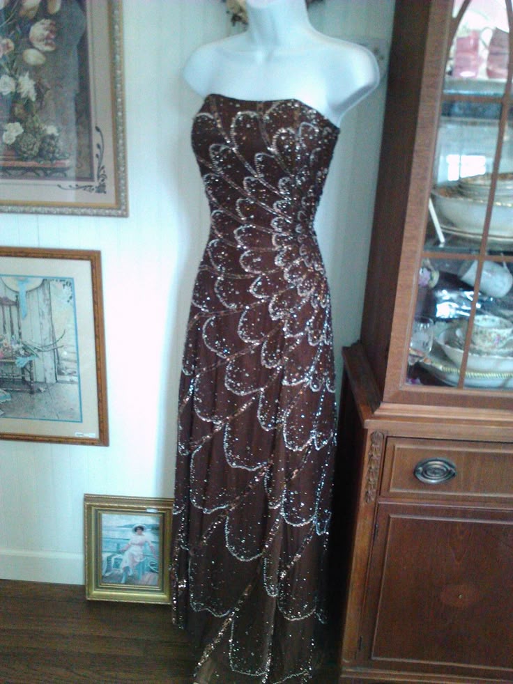 Unique Mermaid Strapless Satin Beaded Long Prom Dress, Party Dress, Evening Dress GG2487