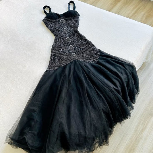 Unique A Line Spaghetti Straps Chiffon Beaded Long Prom Dress, Party Dress, Evening Dress GG2493