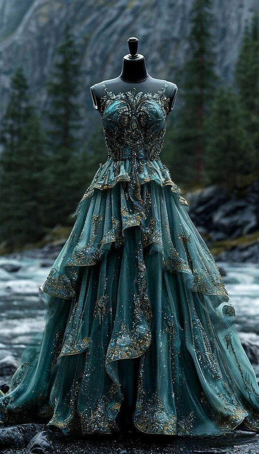 Gorgeous A Line Strapless Tulle Sequin Beaded Long Prom Dress, Party Dress, Evening Dress GG2495