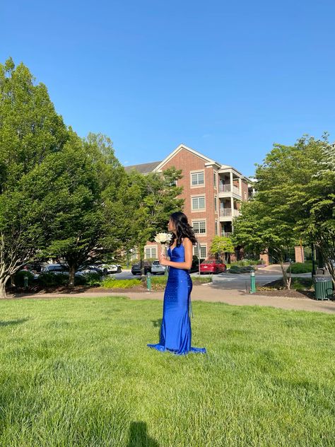 Elegant Mermaid Spaghetti Straps Royal Blue Satin Beaded Long Prom Dress, Party Dress, Evening Dress GG2522