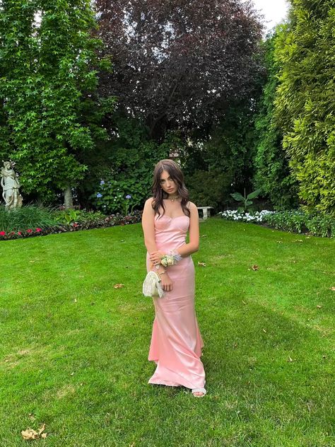 Simple Mermaid Strapless Pink Satin Long Prom Dress, Party Dress, Evening Dress GG2523