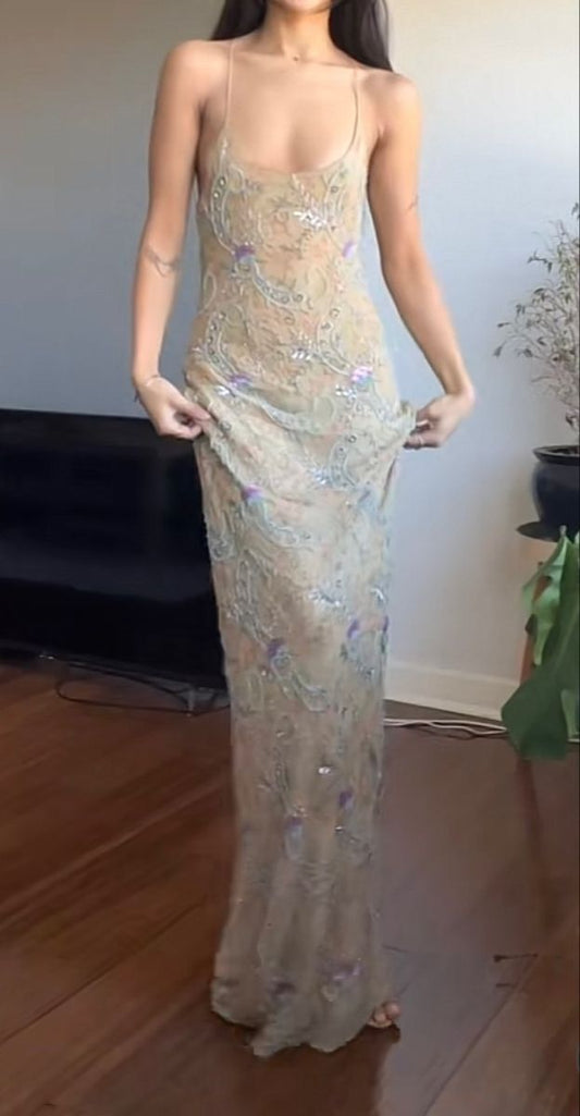 Stunning Mermaid Spaghetti Straps Tulle Lace Long Prom Dress, Party Dress, Evening Dress GG2528