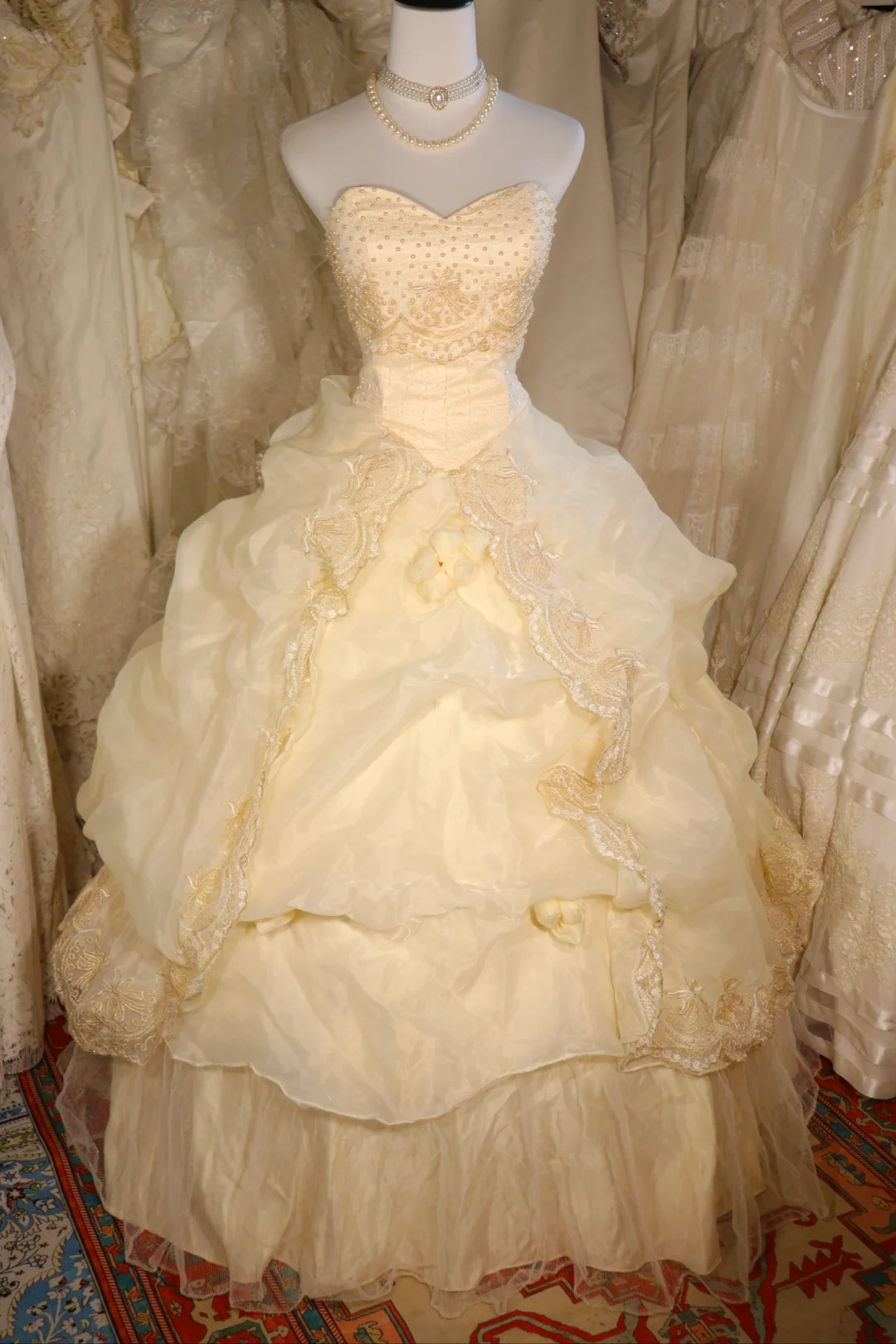 Stunning Ball Gown Sweetheart Pastel Yellow Satin Chiffon Beaded Long Prom Dress, Party Dress, Evening Dress GG2550