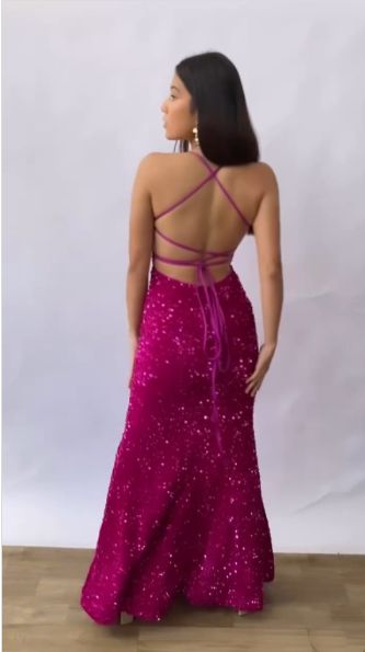 Sparkly Mermaid Halter Satin Sequin Long Prom Dress, Party Dress, Evening Dress GG2554
