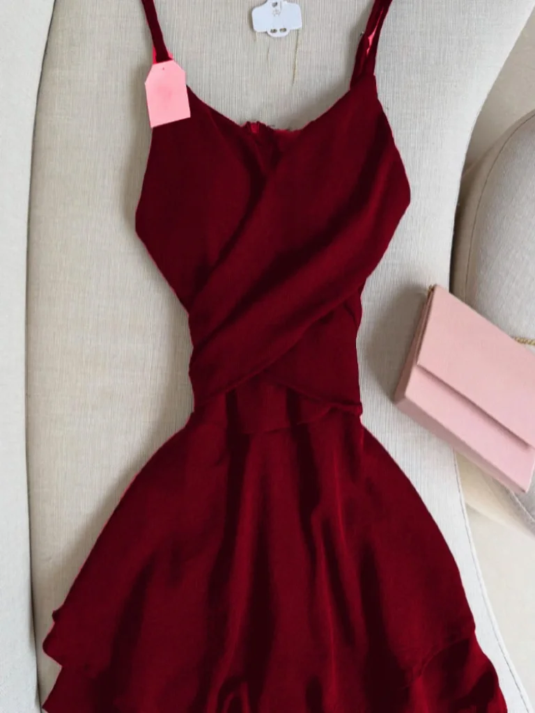 Stunning A Line Spaghetti Straps Burgundy Chiffon Short Prom Dress,Homecoming Dress,Birthday Dress GG2569