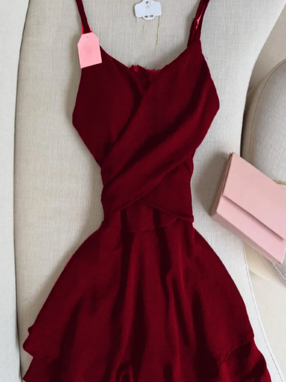 Stunning A Line Spaghetti Straps Burgundy Chiffon Short Prom Dress,Homecoming Dress,Birthday Dress GG2569