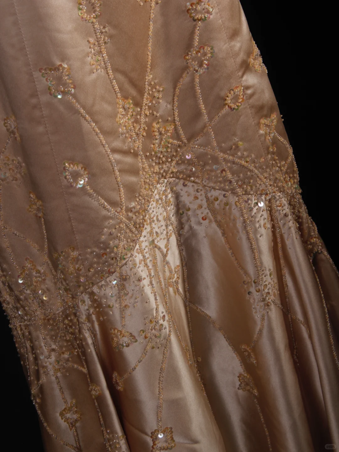 Gorgeous Mermaid Spaghetti Straps Champagne Satin Sequin Beaded Long Prom Dress, Party Dress, Evening Dress GG2573