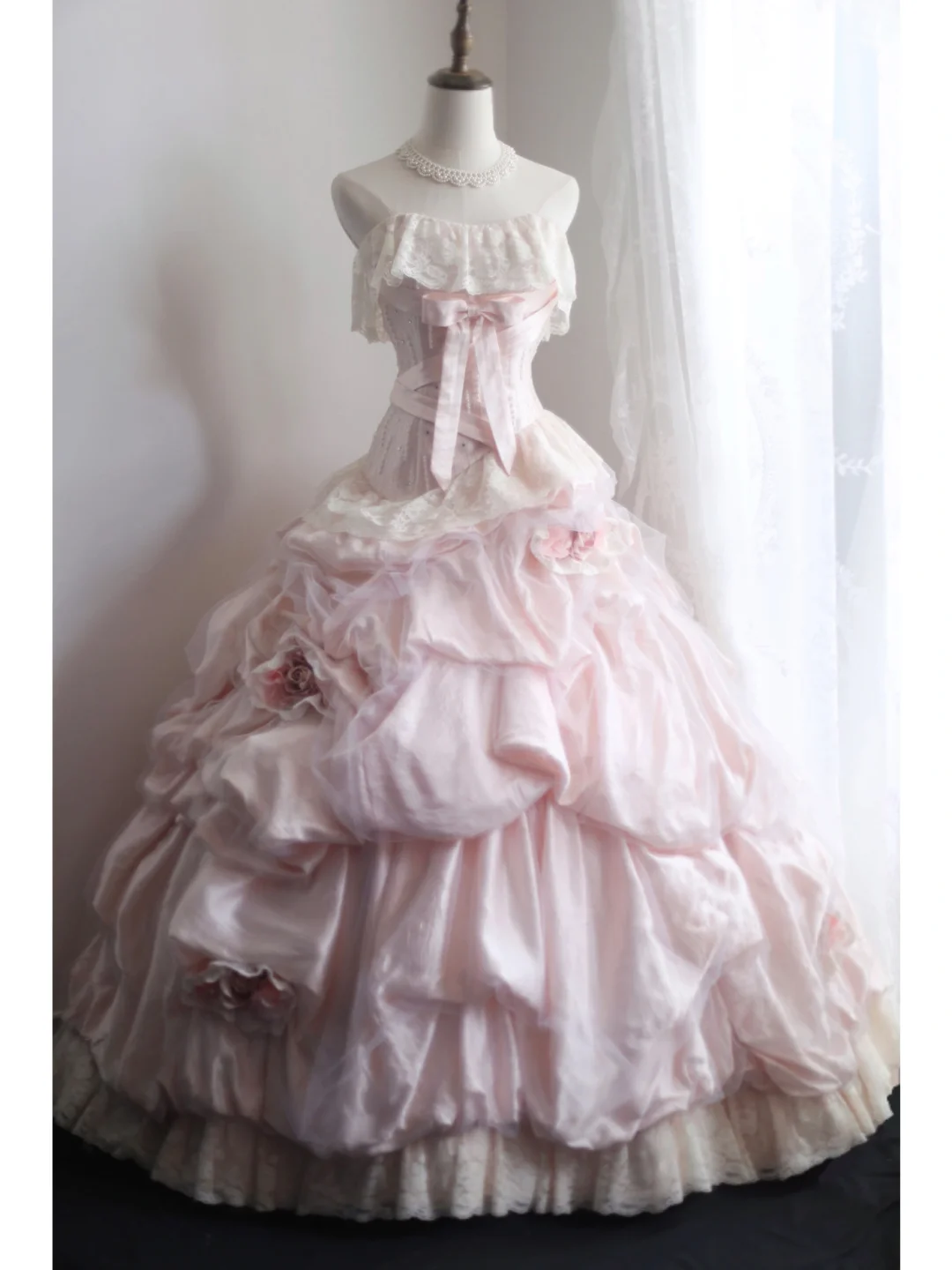 Stunning Ball Gown Strapless Satin Tulle Lace Flowers Long Prom Dress, Party Dress, Evening Dress GG2578