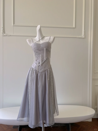 Classy A Line Spaghetti Straps Chiffon Beaded Long Prom Dress, Party Dress, Evening Dress GG2579