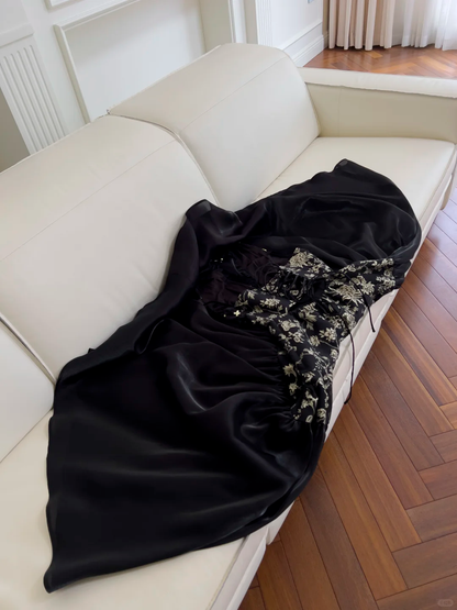 Delicate A Line Halter Satin Chiffon Lace Long Prom Dress, Party Dress, Evening Dress GG2581