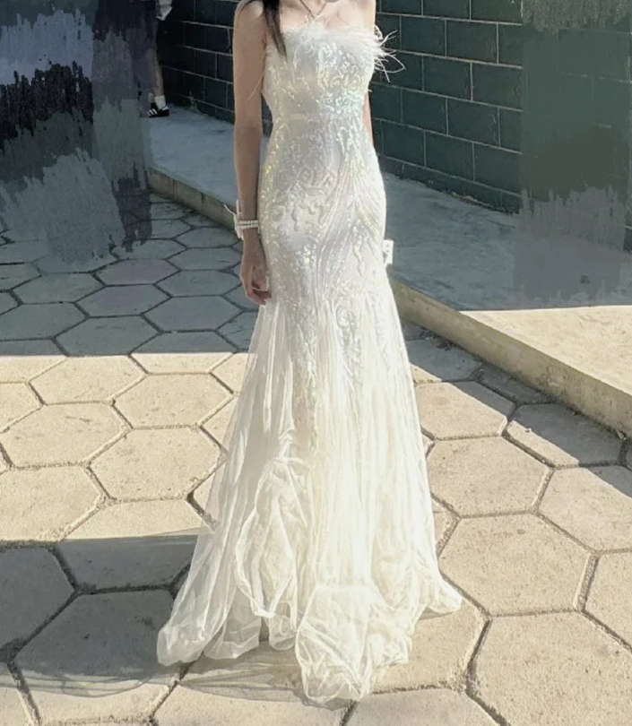 Gorgeous Black Mermaid Strapless Tulle Sequin Long Prom Dress, Party Dress, Evening Dress GG2589