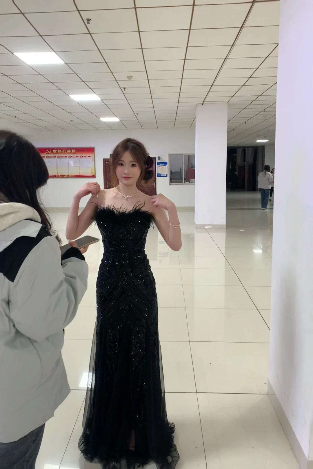 Gorgeous Black Mermaid Strapless Tulle Sequin Long Prom Dress, Party Dress, Evening Dress GG2589