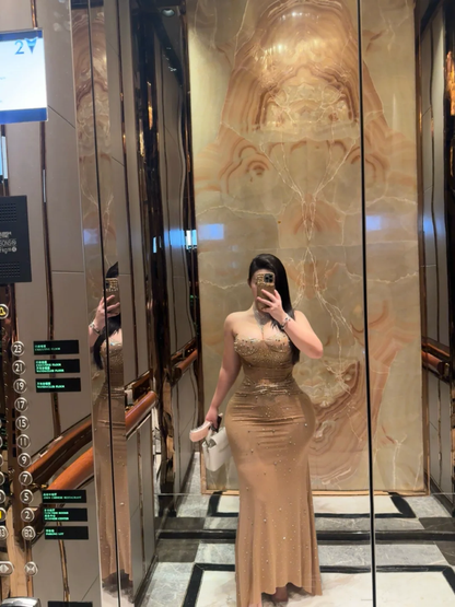 Sexy Mermaid Strapless Chiffon Beaded Long Prom Dress, Party Dress, Evening Dress GG2595