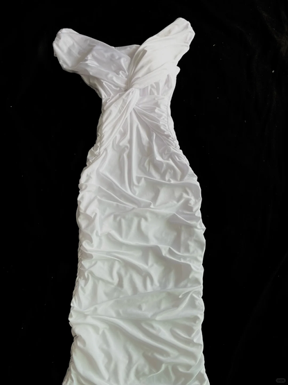 Chic Mermaid V Neck Satin Long Prom Dress, Party Dress, Evening Dress GG2598