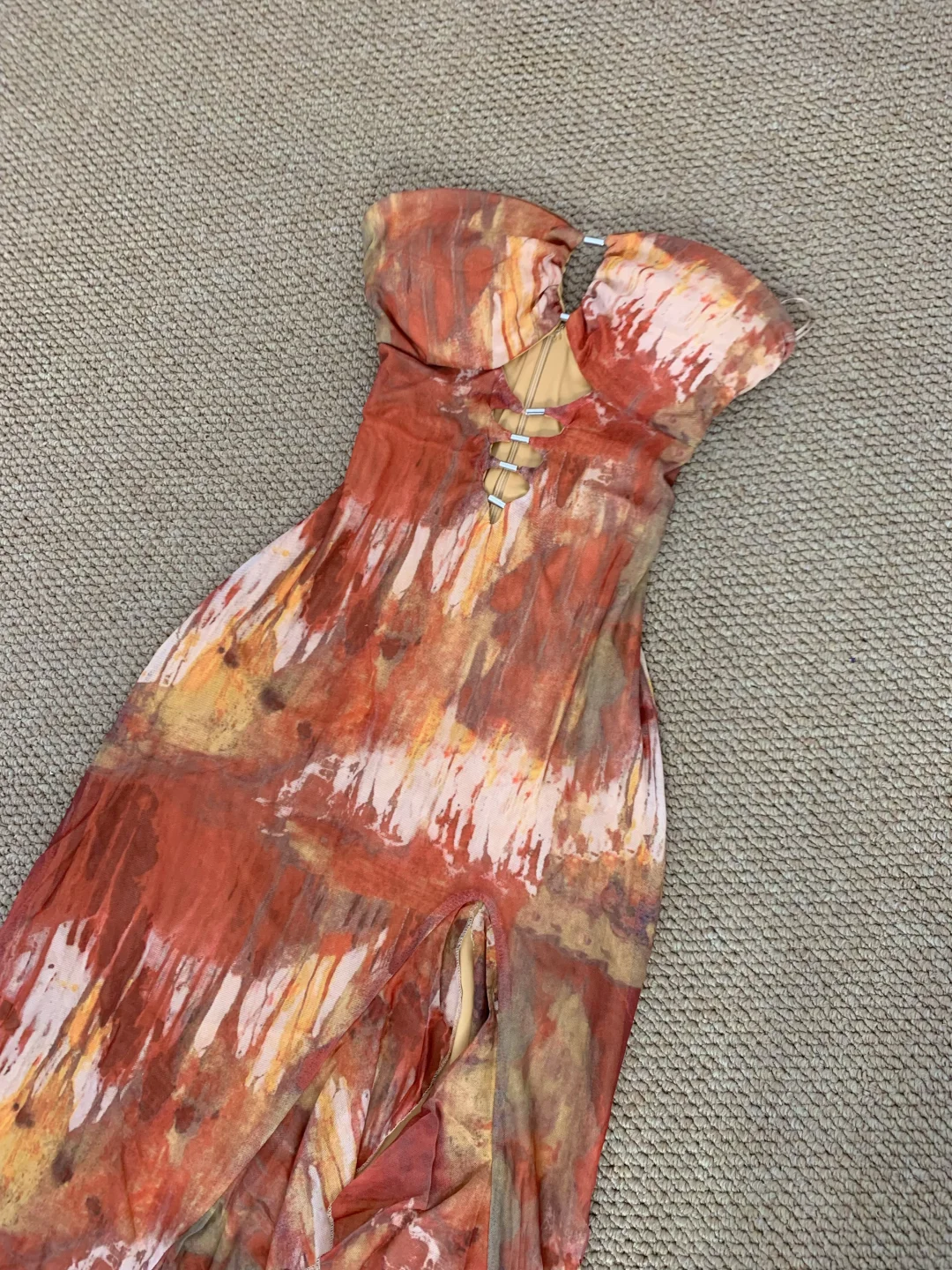 Charming Mermaid Strapless Chiffon Printing Slit Ruffles Long Prom Dress, Party Dress, Evening Dress GG2600