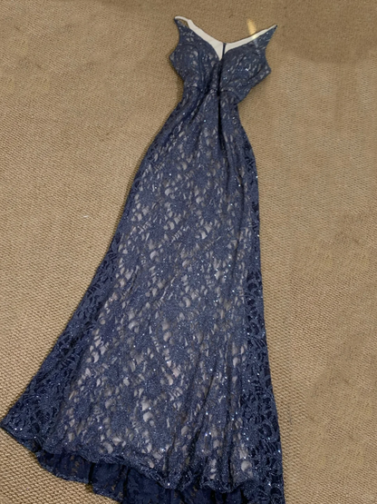 Stunning Mermaid V Neck Satin Lace Sequin Long Prom Dress, Party Dress, Evening Dress GG2601