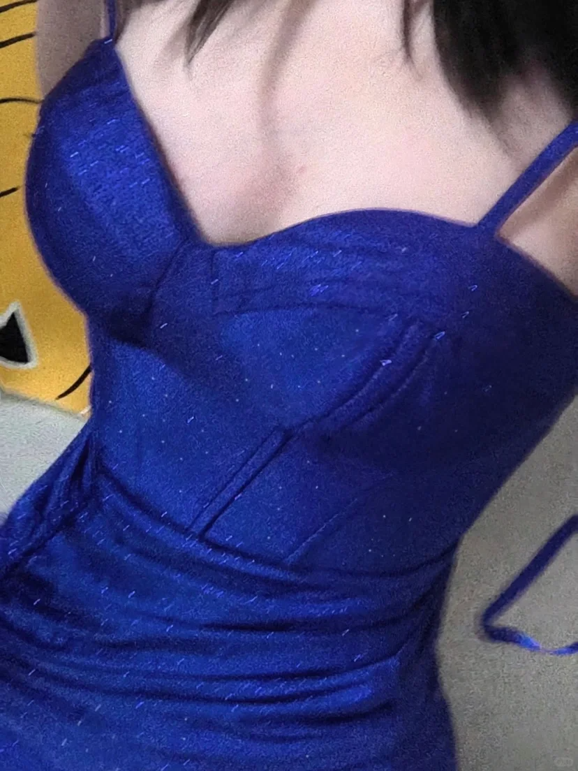 Shiny Mermaid Spaghetti Straps Royal Blue Satin Slit Sequin Long Prom Dress, Party Dress, Evening Dress GG2602