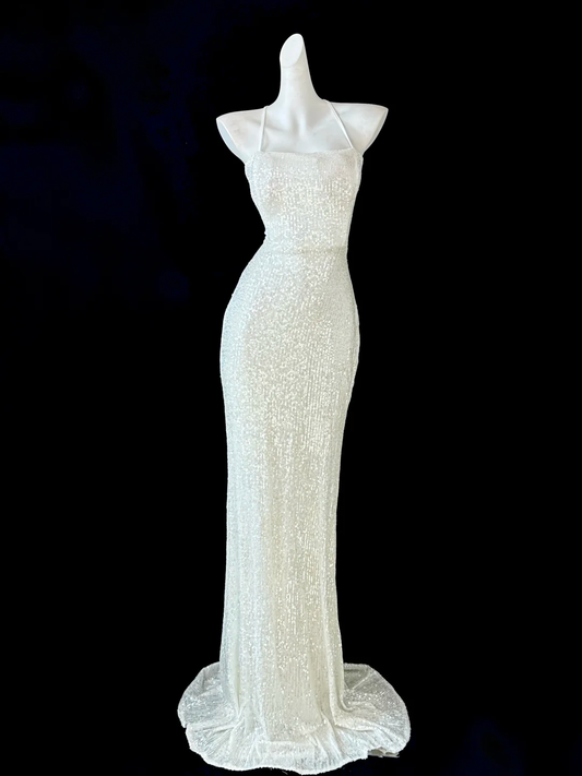 Glitter Mermaid Halter Sequin Long Prom Dress, Party Dress, Evening Dress GG2604