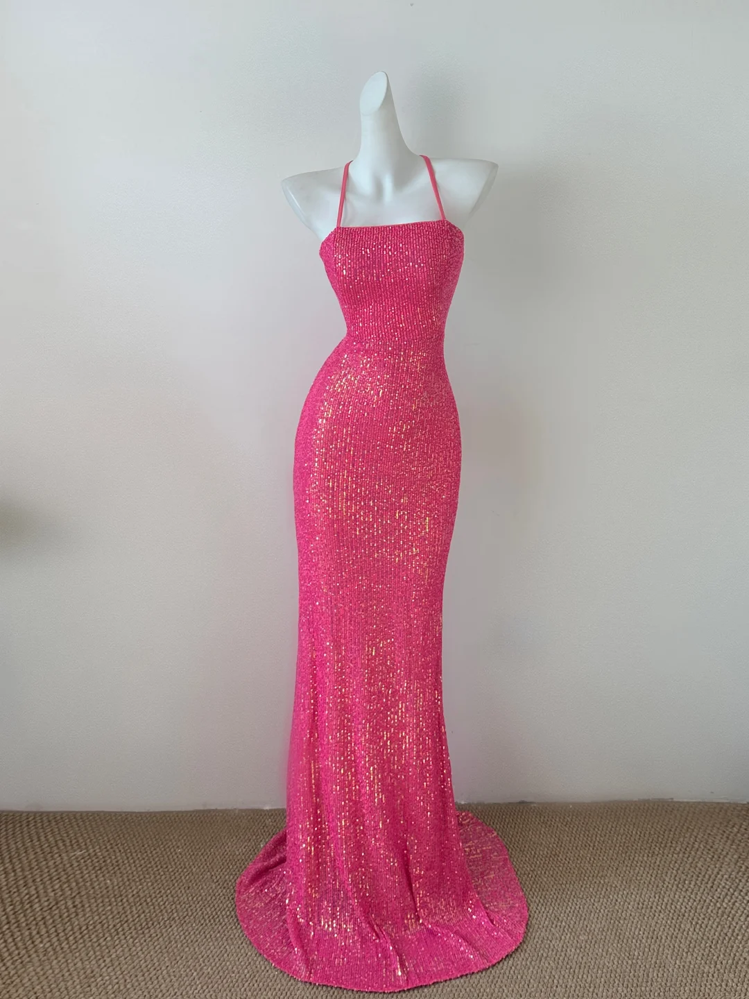 Glitter Mermaid Halter Sequin Long Prom Dress, Party Dress, Evening Dress GG2604