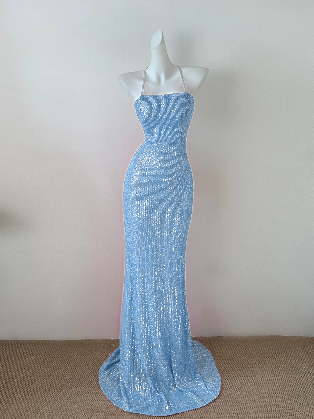 Glitter Mermaid Halter Sequin Long Prom Dress, Party Dress, Evening Dress GG2604