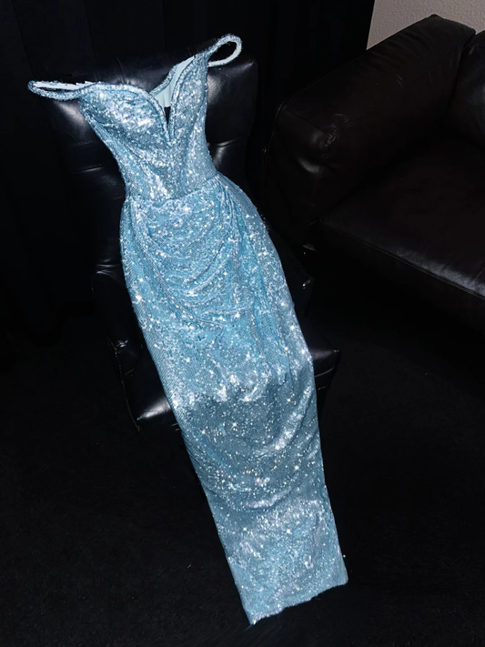 Sparkly Mermaid Off The Shoulder Sequin Long Prom Dress, Party Dress, Evening Dress GG2610