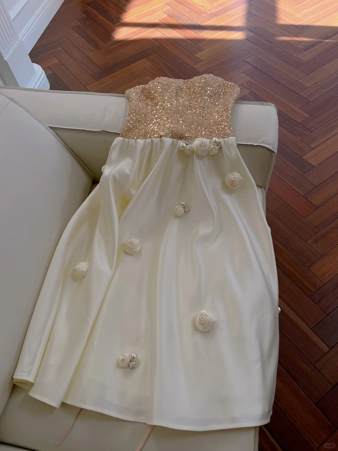 Classy A Line Strapless Satin Sequin Long Prom Dress, Party Dress, Evening Dress GG2611