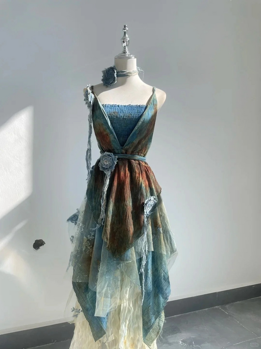 Unique A Line Spaghetti Straps Chiffon Long Prom Dress, Party Dress, Evening Dress GG2612