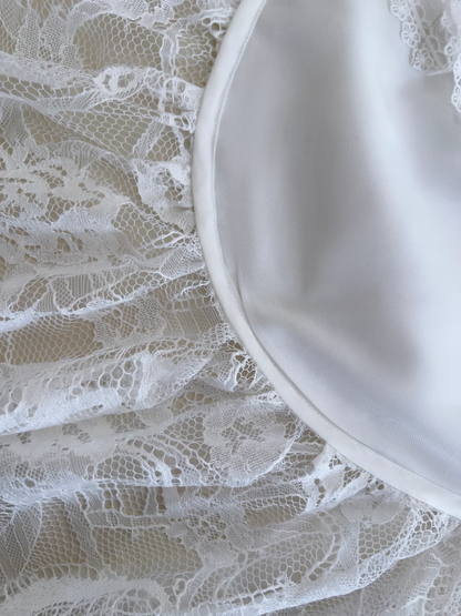 Stunning A Line Spaghetti Straps White Satin Lace Beaded Long Prom Dress, Party Dress, Evening Dress GG2613