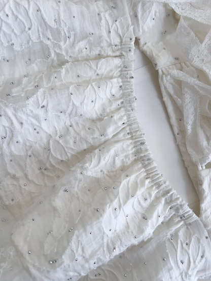 Stunning A Line Spaghetti Straps White Satin Lace Beaded Long Prom Dress, Party Dress, Evening Dress GG2613